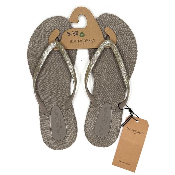 Ilse Jacobsen Cheerful Flip-Flops Glitter in Atmosphere Gray Size 8 NWT - Picture 1 of 5